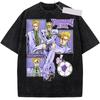 JoJo Bizarre Adventure Yoshikage Kira Vintage Washed T Shirt Streetwear Cartoon Anime Print Cotton Casual Short Sleeve Tshirt