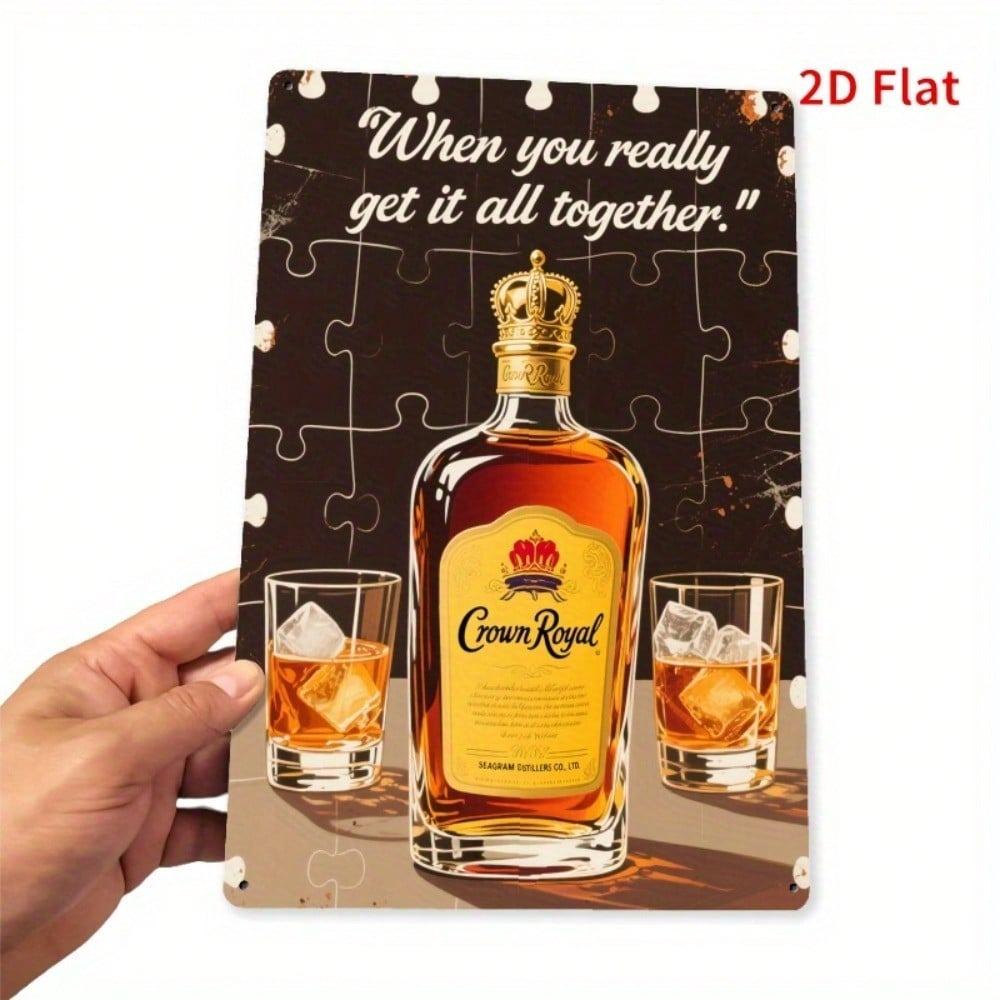 Crown Royal Whiskey Metal Wall Sign Bar Decor Iron Art Plaque 11.8x7.8 Inches
