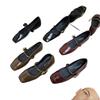 European station women's small leather shoes with square head flat bottom Mary Jane shoes shallow mouth single shoes women's large size women's sho