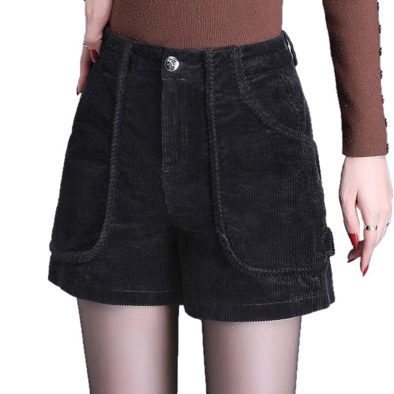 Women's High-Waisted Corduroy Wide-Leg A-Line Bootcut Shorts - 2026 Spring/Autumn Fashion Trend