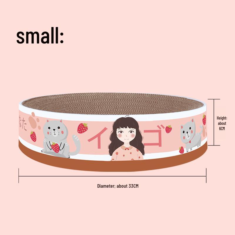 Pat rotund mare din carton ondulat pentru pisici și placă de zgâriat - Rezistent la uzură și fără scame pentru toate anotimpurile