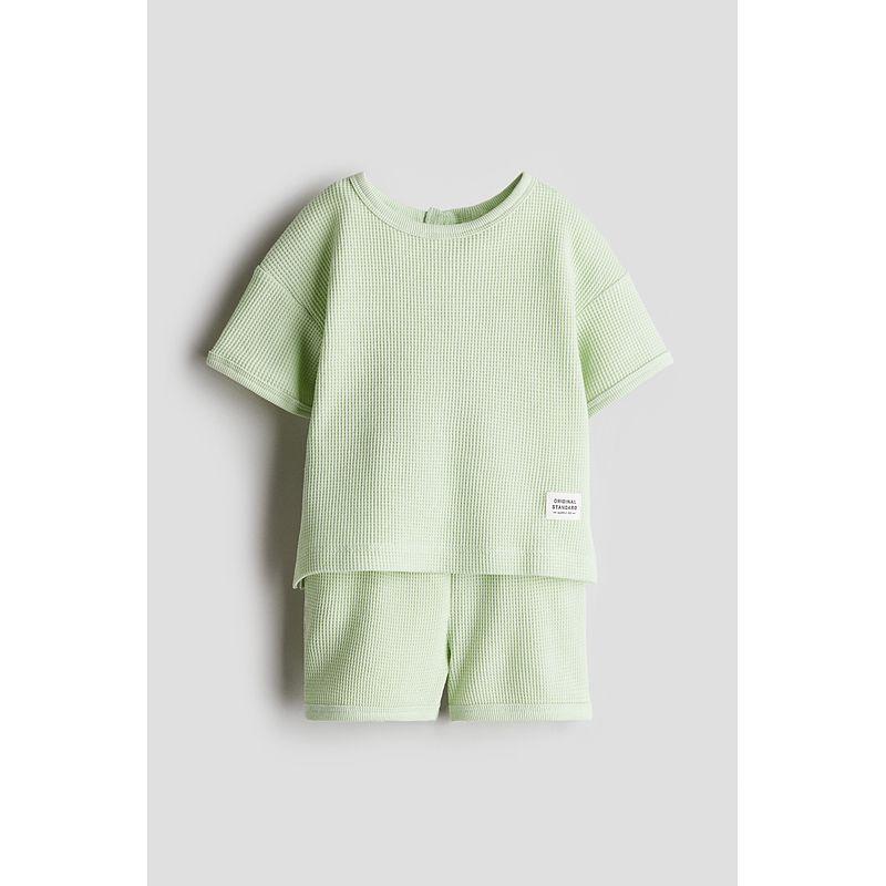 HM Children's Clothing Baby Boys' Suit 2025 Summer New Arrival Cute Texture 2-Piece Waffle Jersey Set 1268797