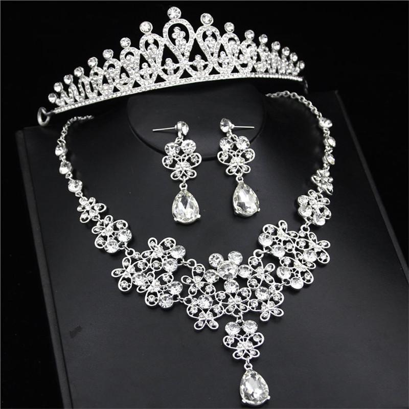Bride Jewelry Sets Wedding Necklaces Earrings set Women Prom Tiaras and Crowns Wedding Necklaces/Earrings sets Jewelry