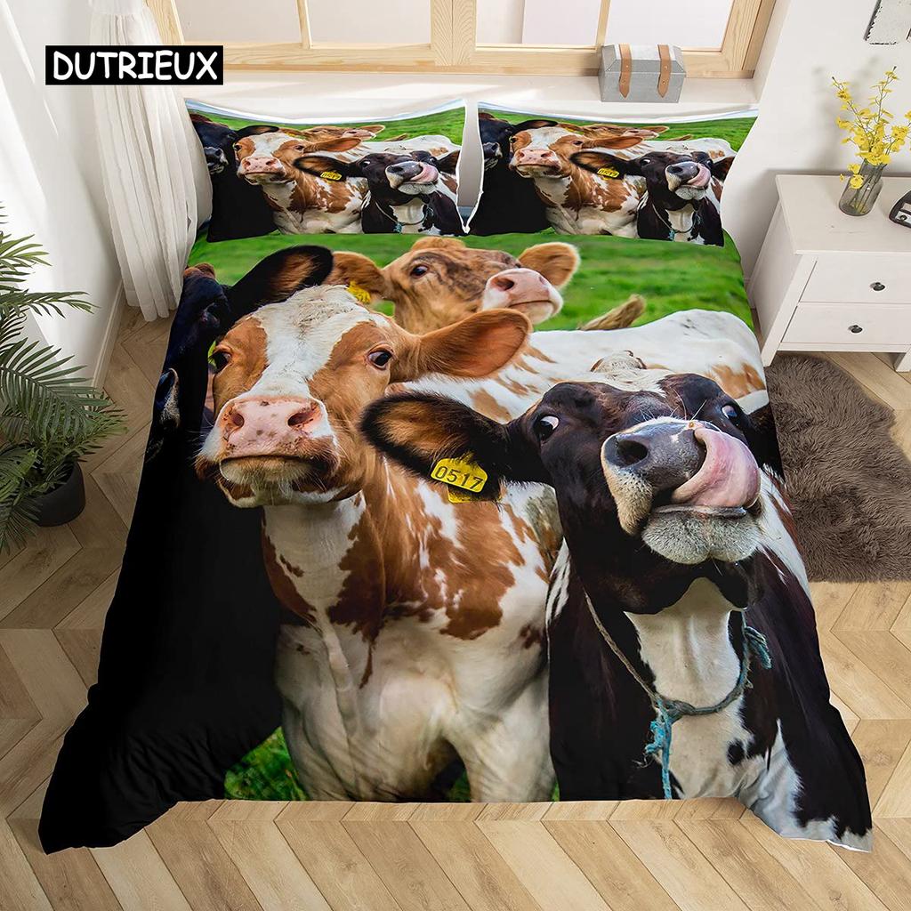 Cow Duvet Cover Set King Microfiber Milk Cow as well as Yellow Sunflower Print Comforter Cover Cute Animal as well as Floral Theme Bedding Set