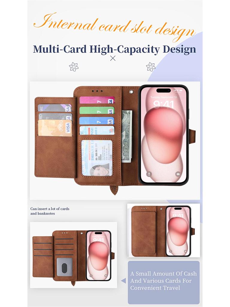 Universal Leather Flip Case for Apple 17, Samsung, Google 9 Pro