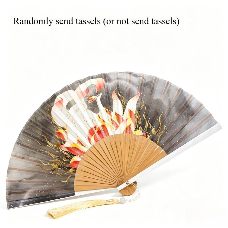 Chinese Printed Portable Retro Handheld Fan Used for Daily Dressing Photos Props Home Art Decoration