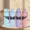 1PC Butterfly Wing Silhouette 750ml Color Plastic Sports Water Bottle Leakproof Flip Straw Lid Suitable for Sports Office Home Use