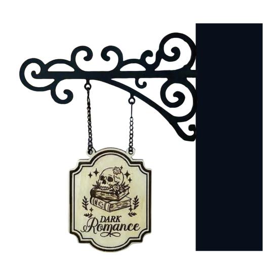 Book Nook Shelf Signs Halloween Themed Genre Labels with Hanging Brackets Library Decor for Fantasy Romance Dark Academia Book