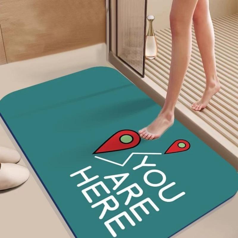 Diatom mud water absorbing and anti slip toilet floor mat, toilet high-end feeling, contrasting color, dirt resistant carpet