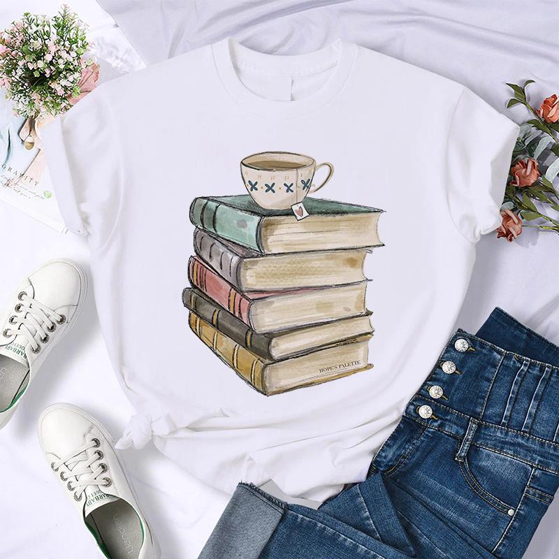 

Streetwear Book Printing Women T Shirt Summer Casual Harajuku Tshirt Lady Girl Top Tee Female Short Sleeve Leisure Clothes L