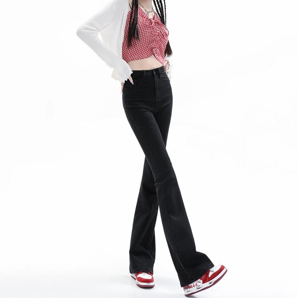 Hip-covering jeans women's autumn and winter 2023 new high-waisted thin elastic slim-fitting flared pants ins