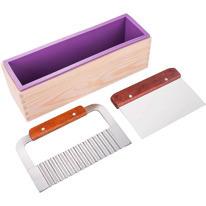 1200ml Silicone Soap Mold with Wooden Box & Cutter - DIY Soap Making Tool Set