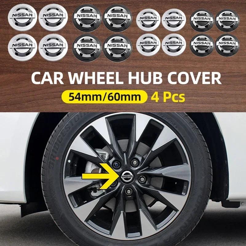 4pcs 54mm 60mm Wheel Center Cap Hub Cover Badge Emblem For Nissan X J10 Trail Tiida Teana Juke X-trail Almera Rogue Sport VersaW