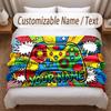Game Controller Theme Soft Blanket Personalized Custom Name Text Print Warm Blanket Home Sofa Bedroom Decor