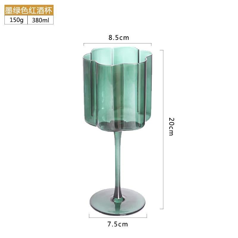Multicol Crystal Glass Cocktail Goblet Transparent Champagne Cup Creative Light Luxury Retro Petal Wine Glasse Colorful Wine Cup