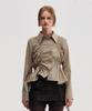 Kimjisu Unbalanced Ruched Shirt _ Beige