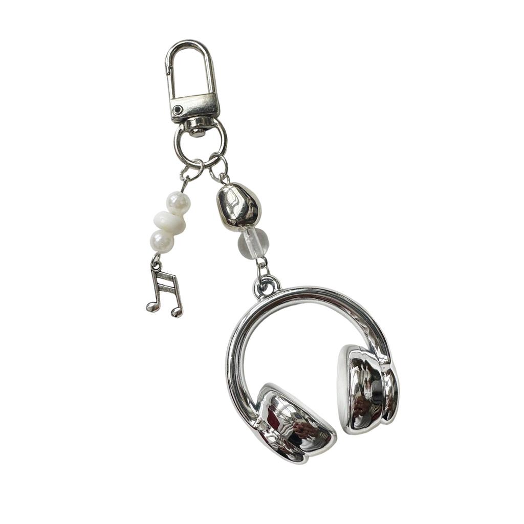 Trendiger Farbverlauf Kopfhörer Schlüsselanhänger Modischer Karabinerclip für Musikliebhaber Personalisierter Legierung Acryl Schlüsselanhänger