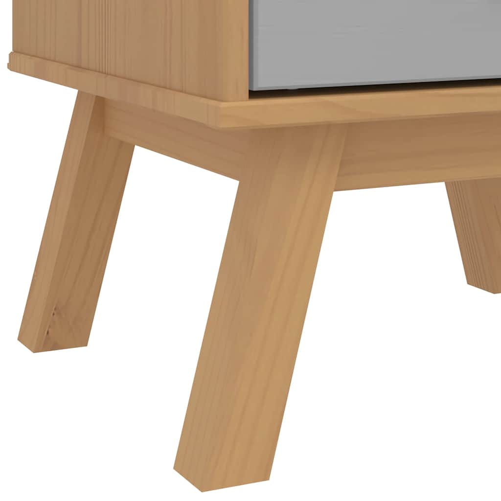 OLDEN Nightstand Gray and Brown Solid Pine Wood