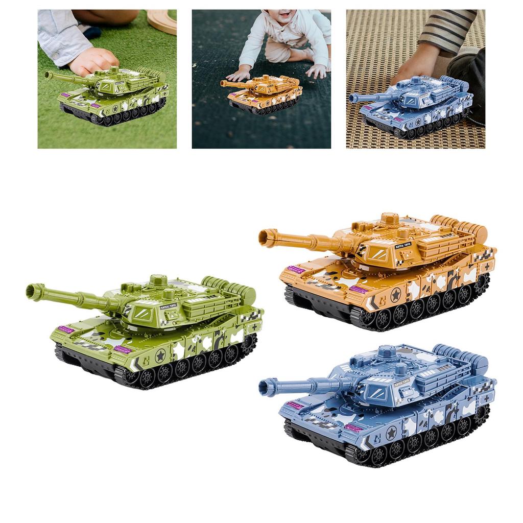 Mini Battle Tank Educational Toy Pull Back Vehicle Simulation Rotating Turret Sturdy PP