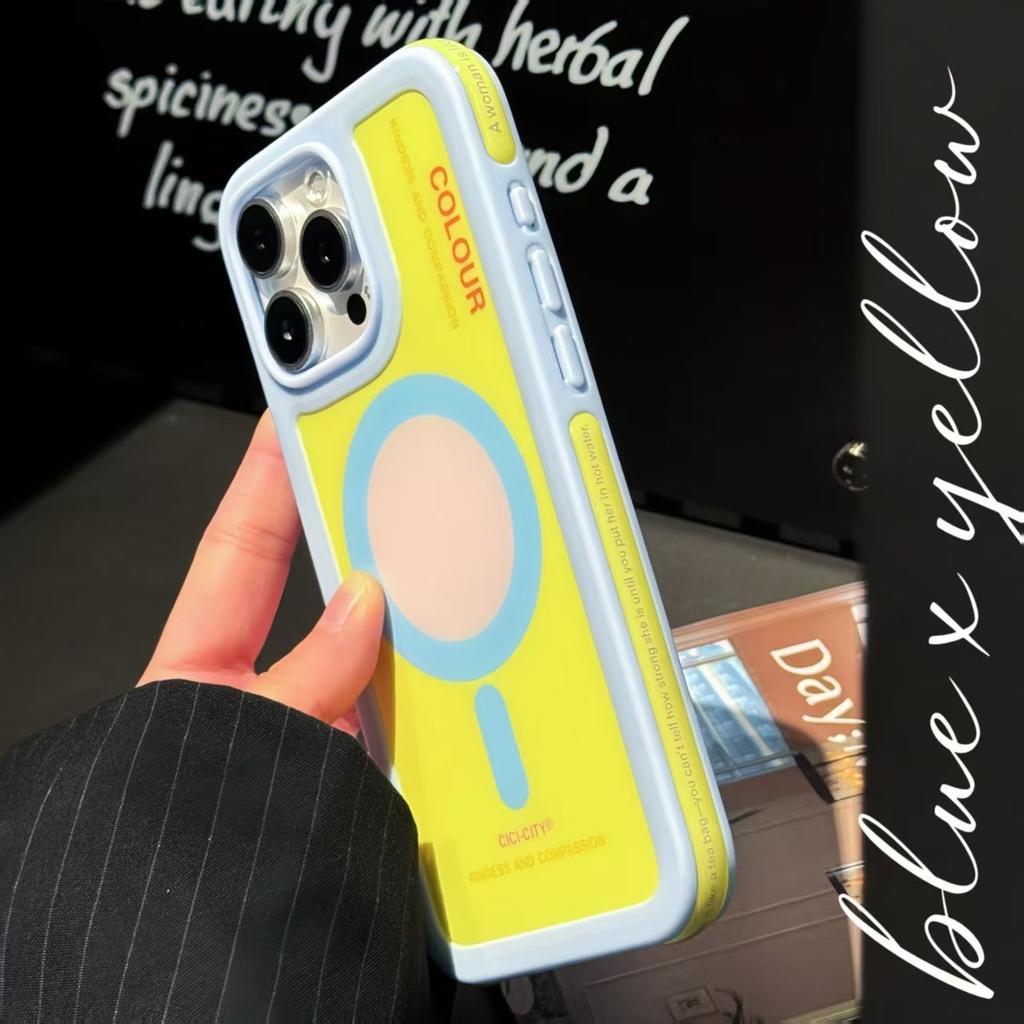 For iPhone 13 14 15 16 17 Pro Max Case Magsafe Happy Dapamine Color Anti-Collision Drop-proof Protective Cover for Summer Girls