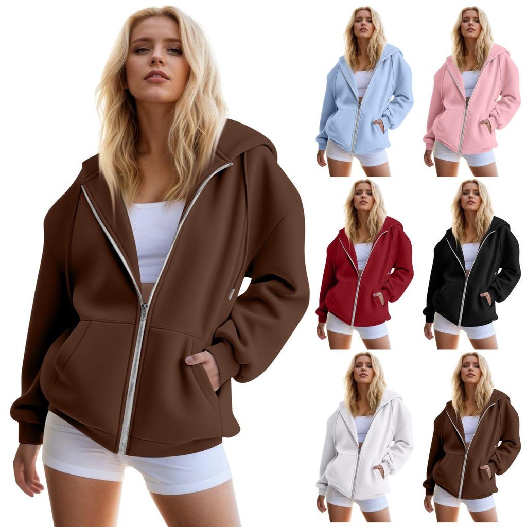 Womens Zip Up Hoodies Oversized Sweatshirts Fall Fashion Outfits Casual Jackets
