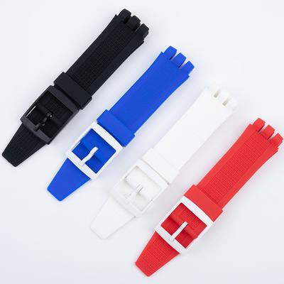 Konkávní ústí 24x22mm Měkká silikonová guma Barevné doplňky řemínku k hodinkám Pro Swatch Řemínek Pro IRONY SCUBA 200 Spona na pásek