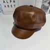Stylish Retro Leather Checkered Flat Cap Beret Hat For Women Men Use Outdoor