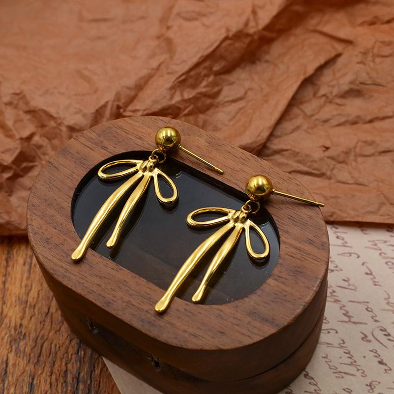 Bow Stud Earrings Girls Girls Stud Earrings Versatile Earrings Premium Sense Spot Jewelry