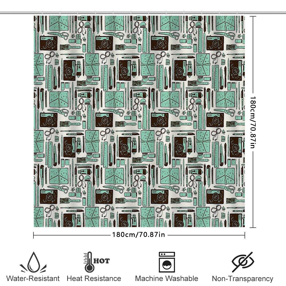 Vintage Camera Shower Curtain Artistic Photography Lover Bathroom Decor Washable Waterproof Home Textile Accessories
