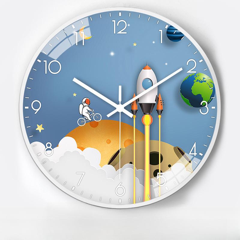 10-Inch 25Cm Creative Space Automatic Timing Radio Clock Home Living Room Bedroom Mute Clock Wall Clock