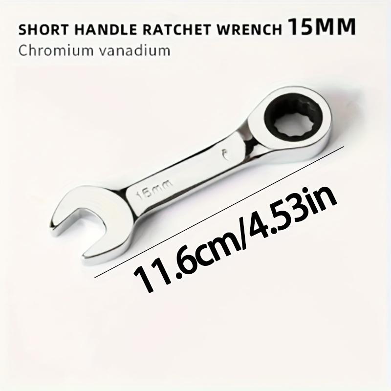 [Reversible Wrench] 6mm-19mm Reversible Combination Wrench | Short Handle Single Wrench, 72 Tooth Ratchet Socket Wrench Nut Maintenance Tool