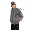 Men's Spring & Autumn Inverted Split Stand-Up Collar Deconstructed Denim Jacket