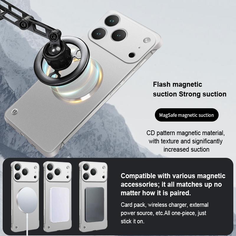 Frameless Ultra Thin Magnetic Case For iPhone 17 Air 16 15 14 Plus 13 12 Pro Max For Magsafe Solid Color Soft PC Back Cover