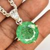 Top Quality Natural Green Emerald 37 Ct CERTIFIED Round 925 Sterling Silver Gems MY.PD-177-NS
