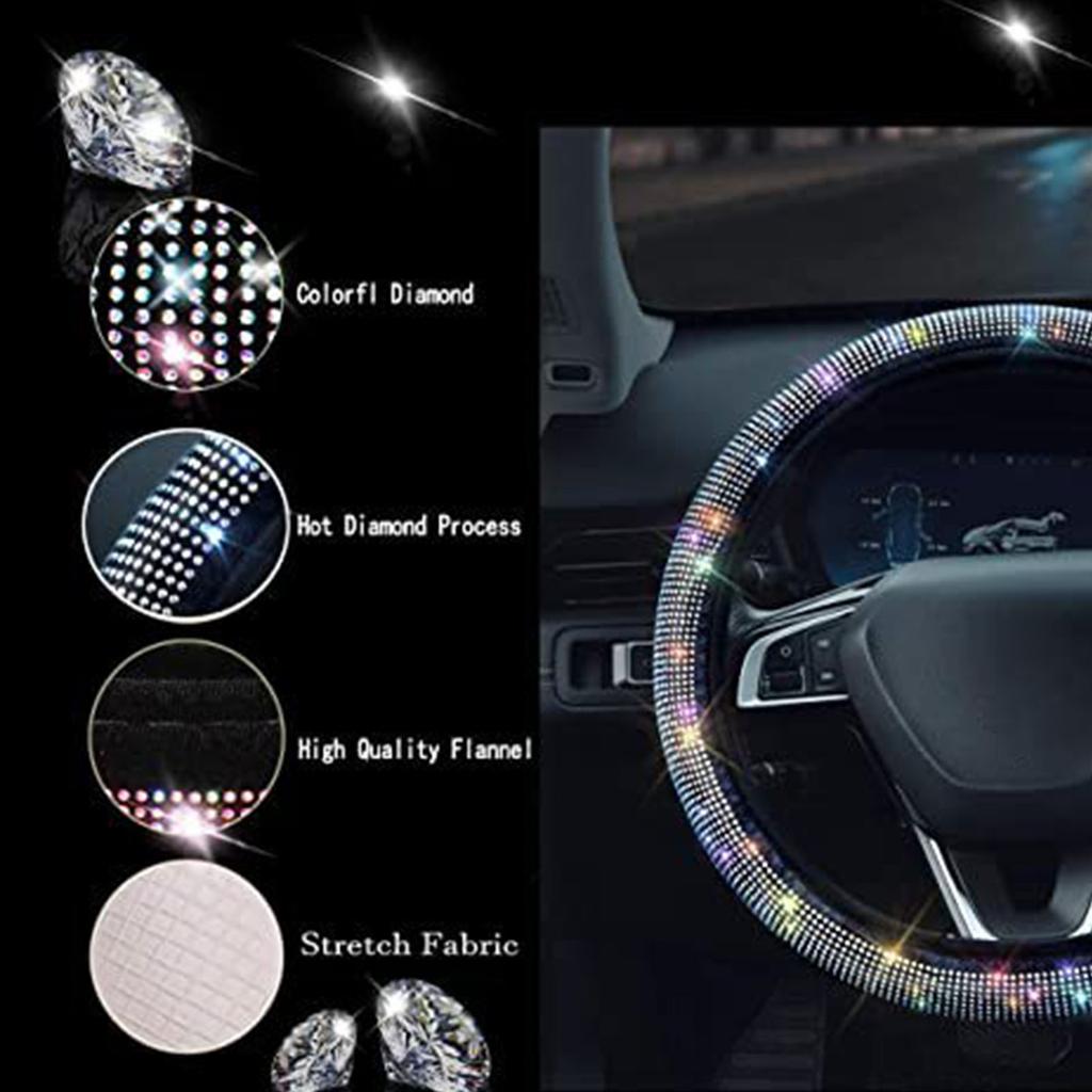 Car Steering Wheel Cover 15in Stylish Shiny Antislip Steering Wheel Protector for Most Cars