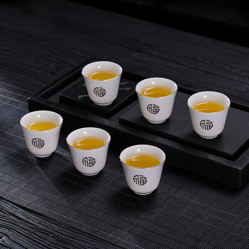 Suet jade teacup white porcelain tea drinking small cup ceramic single cup tea tasting cup 1 pack Dehua hospitality new Chinese style
