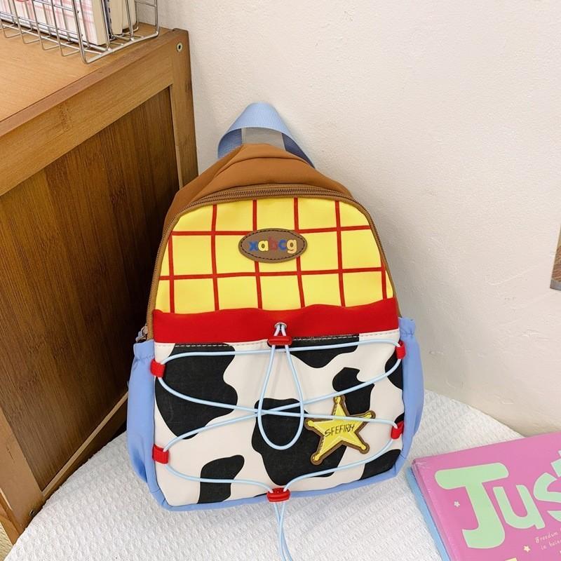 Adorable Cartoon Backpack For Kids With Breathable Nylon Material And Fun Geometric Patterns