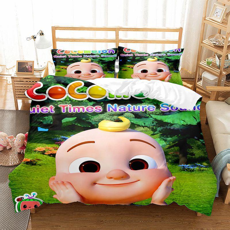 Super baby cartoon animation digital printing bedding three-piece set