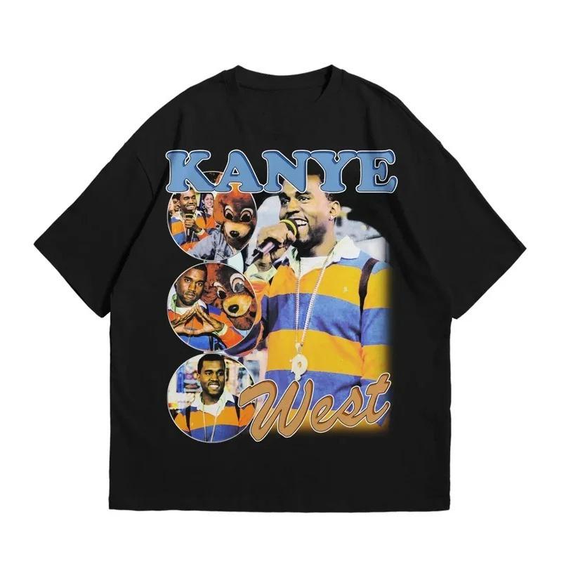 

Summer Fashion Kanye West Unisex Black Cotton TShirt Vintage Retro Hip Hop Streetwear Oversized Tshirt Short Sleeve Casual Clothing S