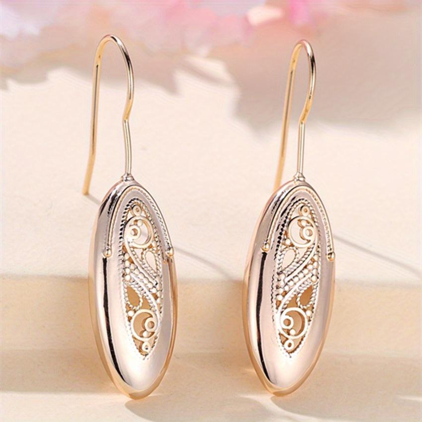 1Pair Gold Color Hollow Flower Pattern Earrings Luxury Boho Chic Accessories for Ladies Perfect for Daily Wear Party Gift Giving