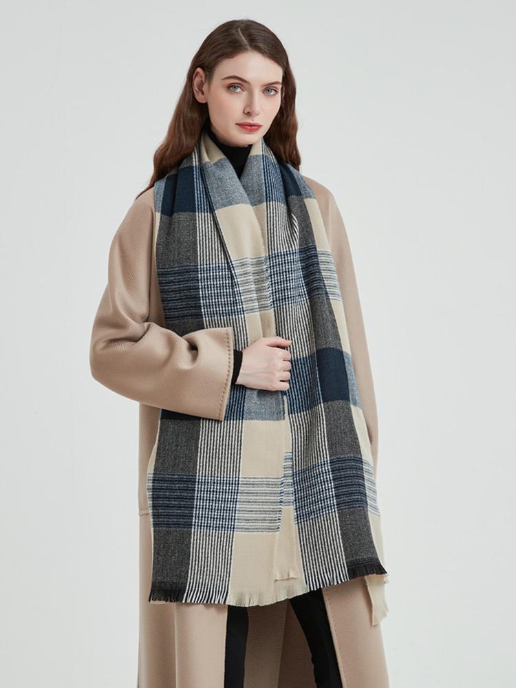 New Knitted Winter Vintage Plaid Scarf Women Men Imitation Cashmere Long Scarves Pashmina Female Neckerchief Bufanda Wrap Shawl