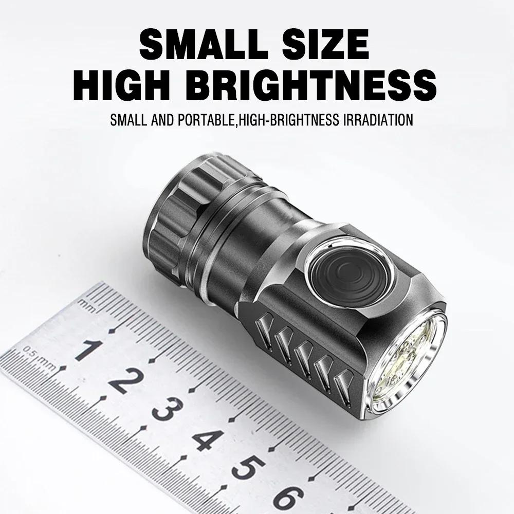 Mini 3*SST20 Powerful LED Flashlight USB Rechargeable 6 Modes Super Bright Waterproof Portable Pocket Torch for Camping Fishing