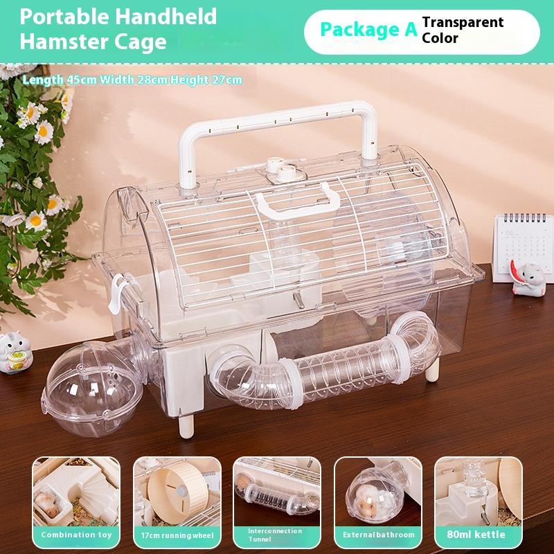 

Easy Clean Small Pet Cage Transparent Enclosed Luxury Villa House Full Set Supplies for Hamster Gerbil and Decor прозрачный