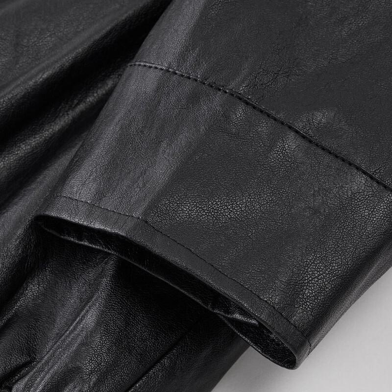 IEF 2025 Fall Shiny Faux Leather Biker Jacket