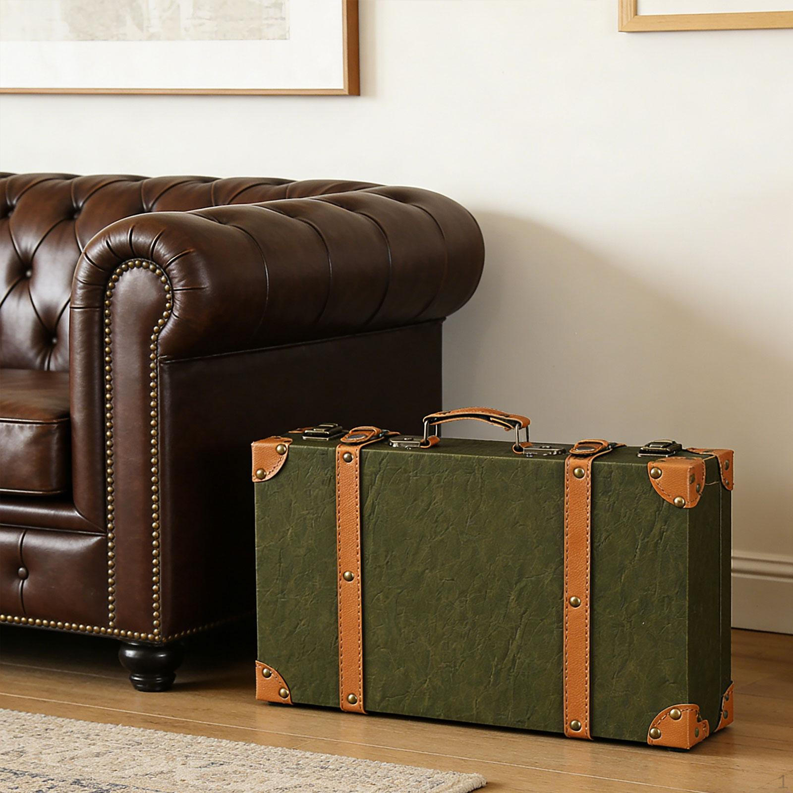 

Antique Suitcase Wood Chest Table Decor Ornaments Decorative Luggage Trunks for темно-зелений колір