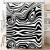 Black White Zebra Print Shower Curtain Waterproof Bathroom Decor Customizable Size Shown: 72x84 In (180X215 Cm) Extra Large Blac