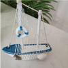 Mediterranean Wooden Sailboat Model with Cotton Rope Net - Mini Desktop Ornament & Photo Prop