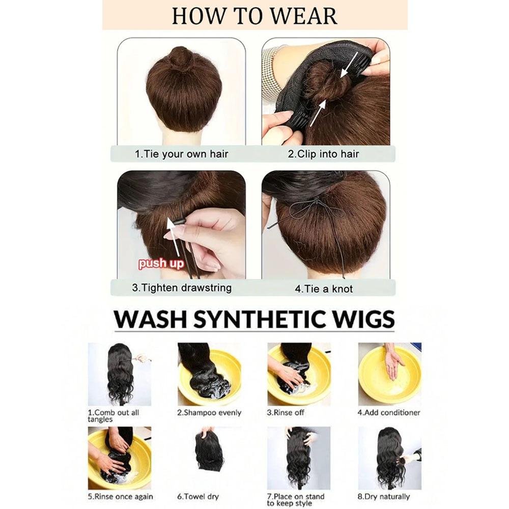 Wig Ponytail Big Wave Elastic Mesh Drawstring Net Pocket Synthetic Curly Hair High Temperature Silk