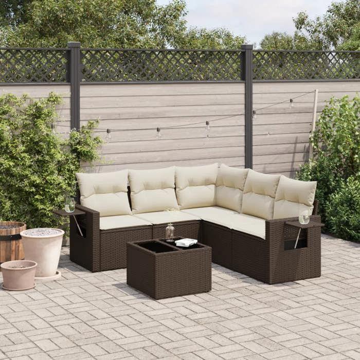 VidaXL Garden Lounge Set with Cushions 6 Pcs, Patio Sofas, Patio Furniture Set, Outdoor Furniture, Brown 3220162