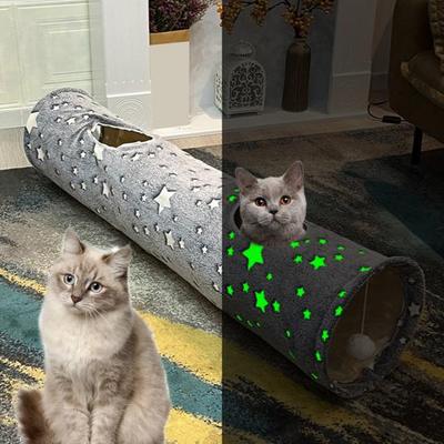 Foldable Pet Tunnel Exquisite Excellent Luminous Moon Print Pet Tunnel Toy Cat Channel Tube for Small Animals Cat Channel